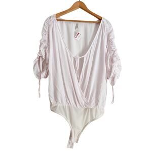 Intimately Free People Cleo Bodysuit Blush Pink Boho Cinch Sleeve Top ob1263497